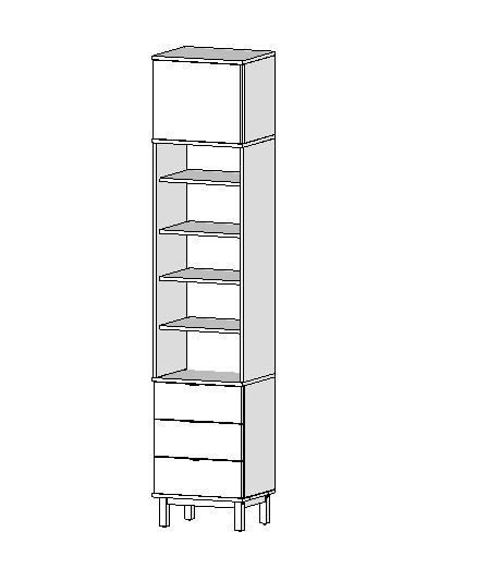 Wysoka szafa-słupek na wymiar z szufladami lub drzwiczkami. Twój projekt SZ-MODEL2 (3.1): kolor, rozmiar, wyposażenie