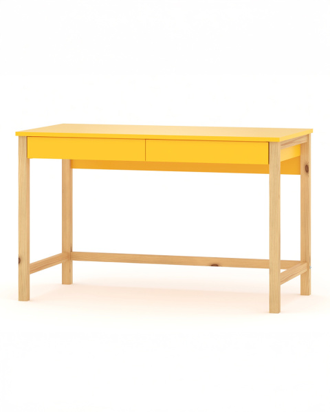 B-DES5 ŻÓŁTE biurko skandynawskie 120x60 z dwiema szufladami