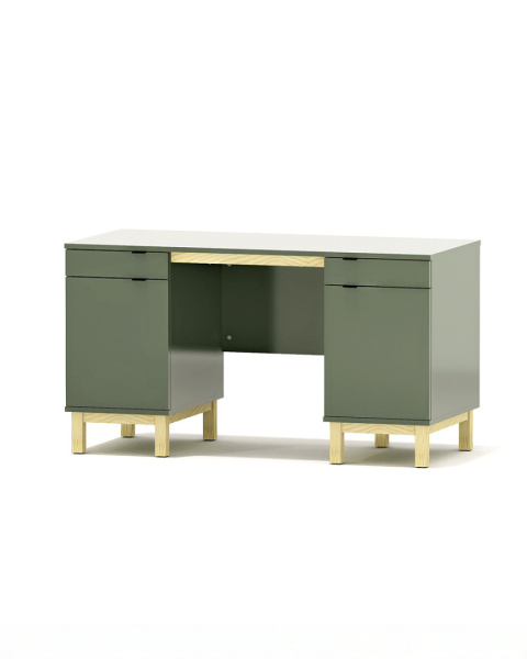 B-MODEL-1-zielone biurko z dwiema szufladami dwiema szafkami