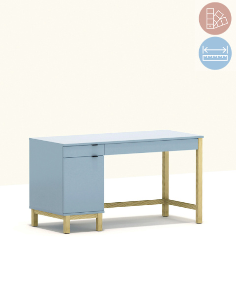 B-MODEL-3-biurko z dwiema szufladami i szafką, niebieskie, surf blue, błękitna B-MODEL-3-biurko z dwiema szufladami i szafką, niebieskie, surf blue, błękitna