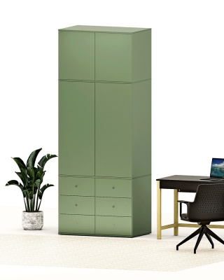 Dwudrzwiowa szafa z sześcioma szufladami z nadstawką - na wymiar - SZ-MODEL (3.2)