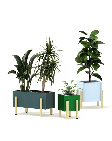 O-MINI-2 - osłona dekoracyjna na doniczki 65x32x32 cm z kolorowej płyty na drewnianych nogach