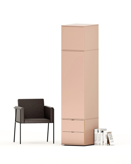 Pojedyncza, wysoka szafa-słupek z dwiema szufladami, na wymiar - SZ-MODEL (3.1)