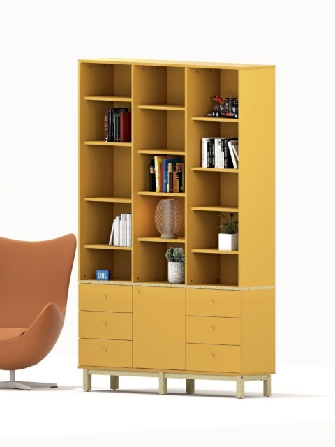 REG-MODEL-4 (2.3) - Regał z szufladami i otwartymi półkami. | Szerokość 120-160 cm | Na wymiar. Kolory i drewnopodobne dekory.