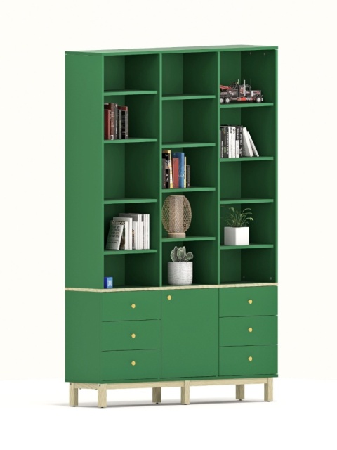 REG-MODEL-4 (2.3) - Regał z szufladami i otwartymi półkami. | Szerokość 120-160 cm | Na wymiar. Kolory i drewnopodobne dekory.