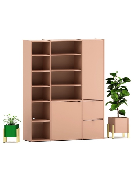 SZ-VOEK-1 - szafa z szufladami, półkami, zamykanymi szafkami. Wybierz wyposażenie, konfiguruj wymiary i kolory.