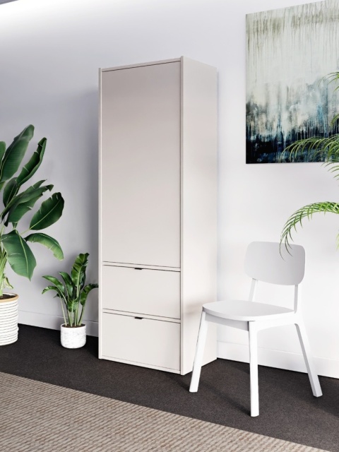 SZ-VOEK-1 - szafa z szufladami, półkami, zamykanymi szafkami. Wybierz wyposażenie, konfiguruj wymiary i kolory.