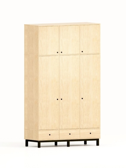 Trzydrzwiowa szafa na wymiar, z nadstawką i trzema szufladami - SZ-MODEL (3.3)